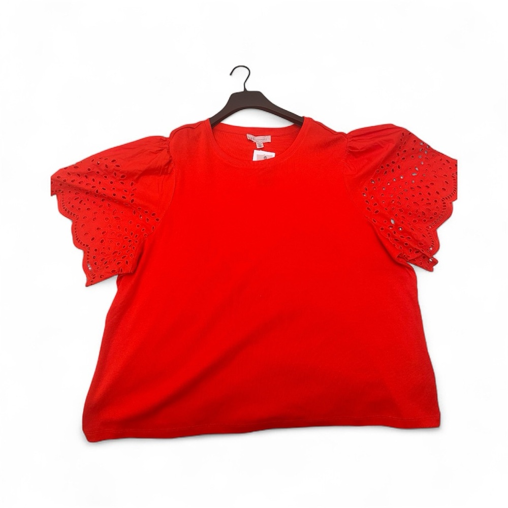 Philosophy  Red Eyelet Sleeve Blouse 3X